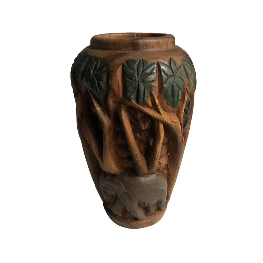 N/A wood vase